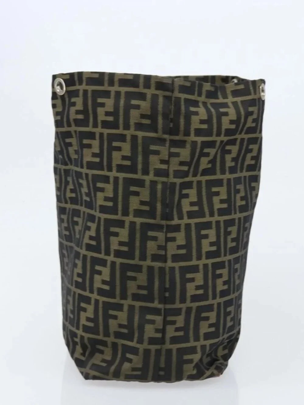 FENDI Zucca Canvas Drawstring Bag Clutch Bag Black Brown Auth ep13685